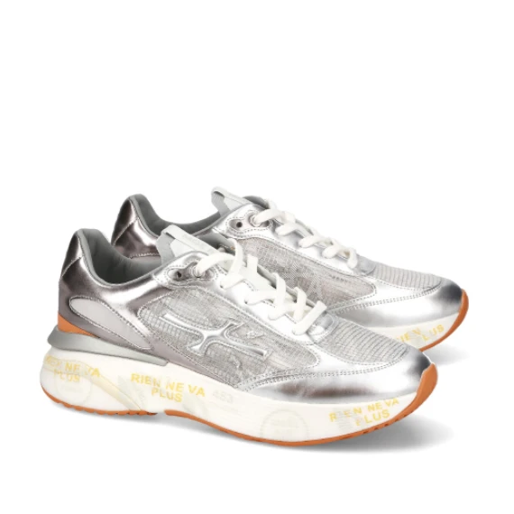 Sneakers Moerund in pelle argento e tessuto ripstop