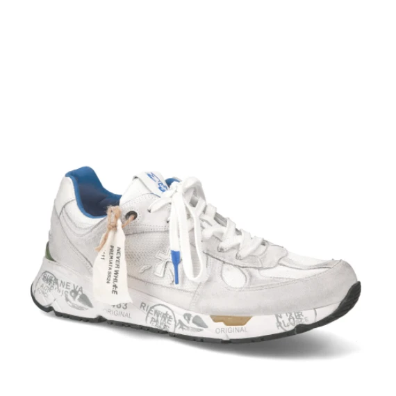 Sneakers Mase in suede e tessuto tecnico retato bianco