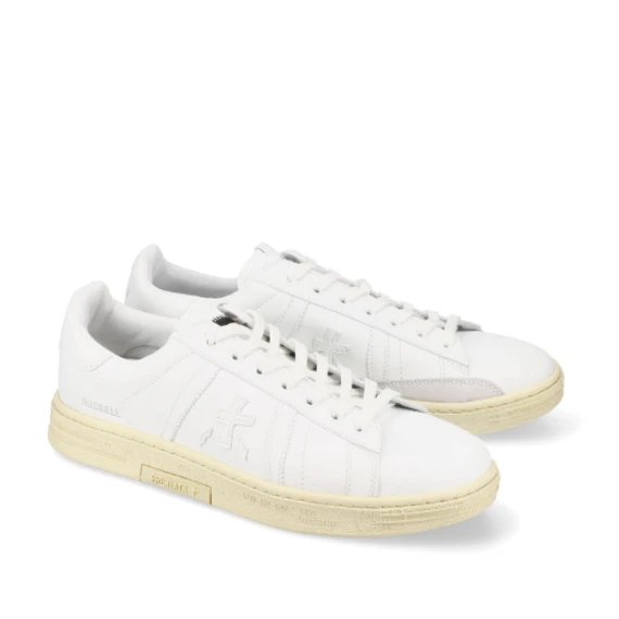 Sneakers Russell in pelle bianca e suede