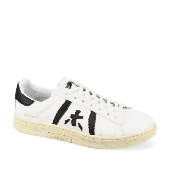 Sneakers RussellD in pelle bianca top nero