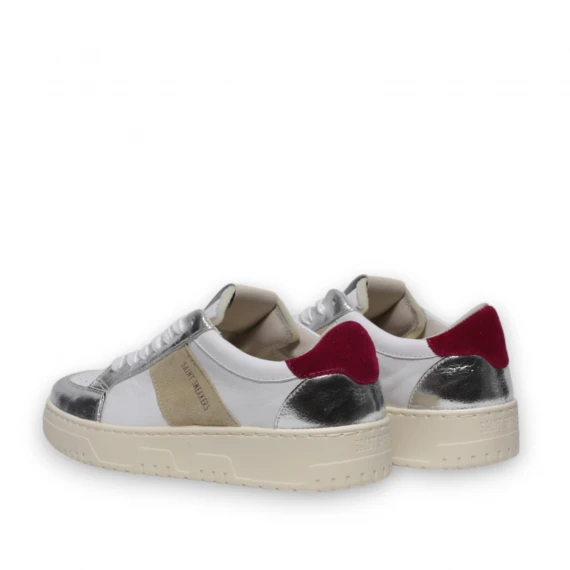 Sneakers in pelle bianca e argento
