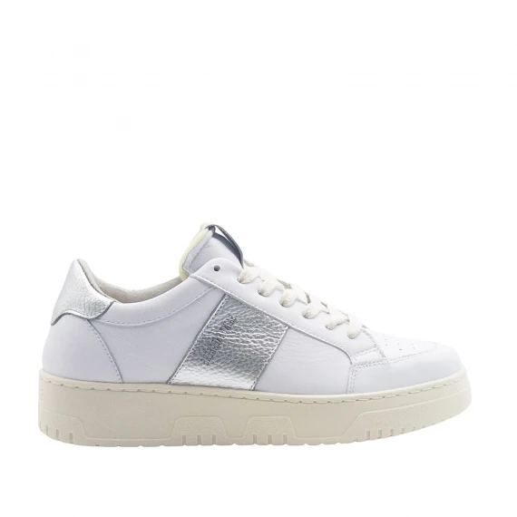 Sneakers in pelle bianca e argento