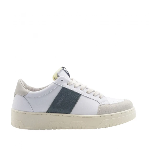 Sneakers in pelle bianca con banda laterale verde