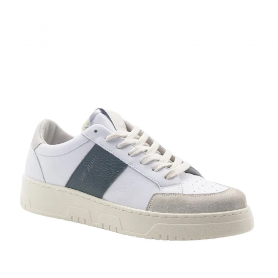 Sneakers in pelle bianca con banda laterale verde