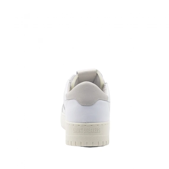 Sneakers in pelle bianca con banda laterale verde