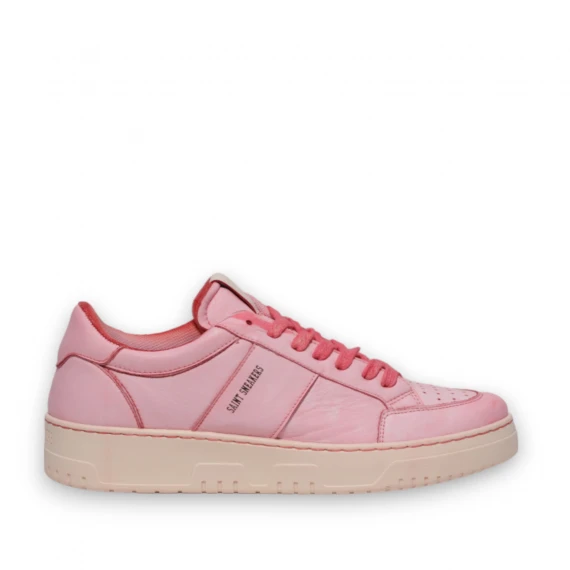 Sneakers in morbida pelle rossa delavata