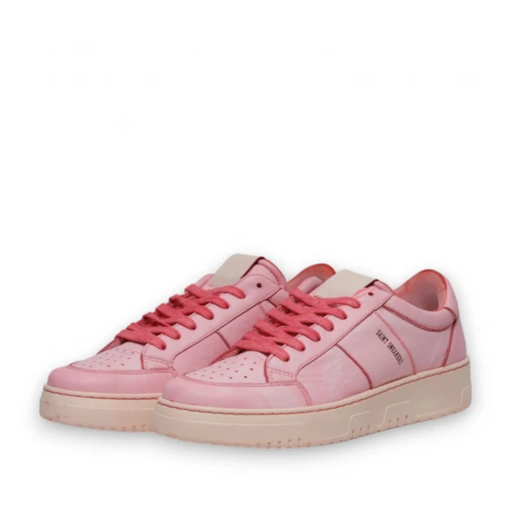 Sneakers in morbida pelle rossa delavata