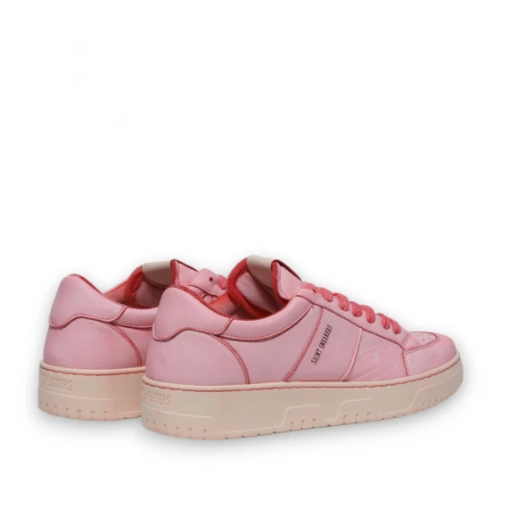 Sneakers in morbida pelle rossa delavata