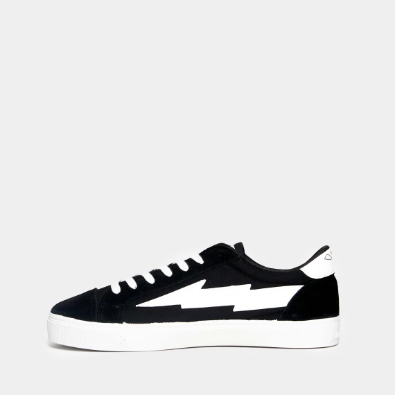 Sneaker in cotone e suede nero con fondo cassetta