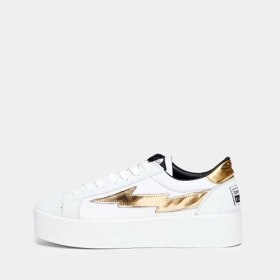 Sneaker in cotone bianco, fondo cassetta