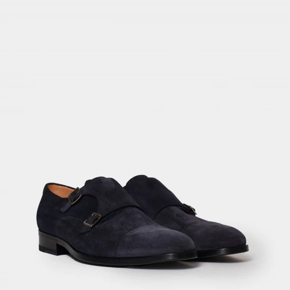 Scarpa doppia fibia in suede blu