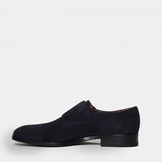 Scarpa doppia fibia in suede blu